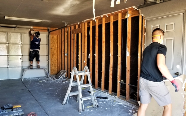 Garage Interior Remodel in Progress garage conversion, garage remodel, garage renovation, garage renovation cost, garage into living space, garage conversion to living space