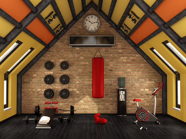 Home Gym in Attic Garage Conversion home gym, garage gym, garage gym ideas, garage home gym, garage gym setup, in home gym