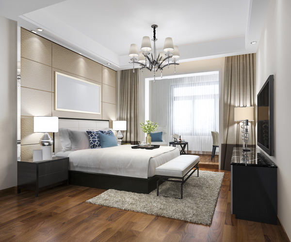 Luxury bedroom with queen size bed dimensions and elegant king bedroom set
