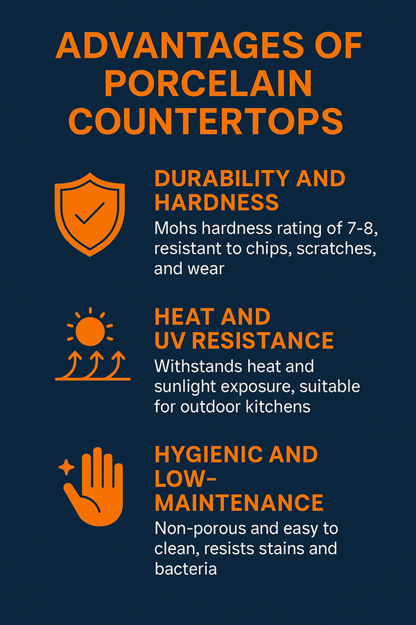 Porcelain countertop benefits: durability, heat resistance, low maintenance