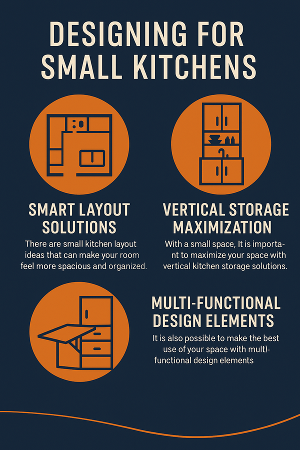Infographic showing design kitchen layout ideas and kitchen organization ideas